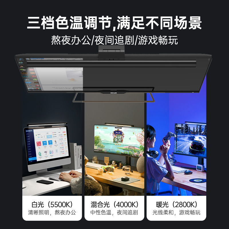 倍思照明屏幕挂灯屏幕灯台式显示器护眼夜灯萤幕防反光电脑挂屏灯蓝光学习工作台灯游戏电脑直播补光logo定制 - 图1