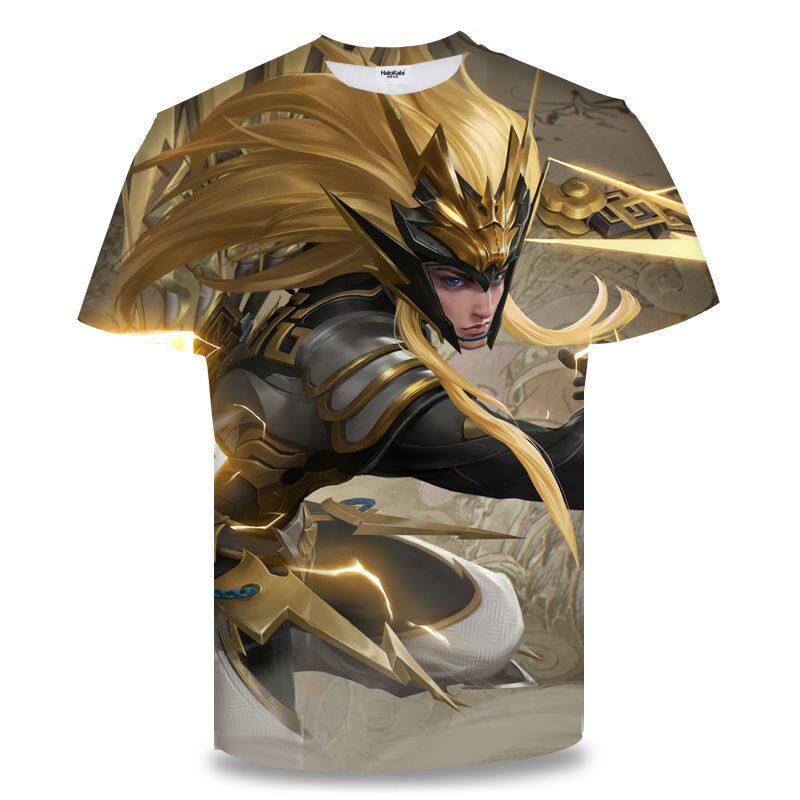 王者荣耀衣服王者荣耀衣服3D印花短袖情侣款马超衣服神威insT恤衫中学生青少年