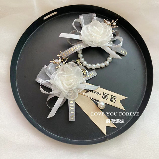 Bridesmaid's wrist flower, bride's sister's group hand flower, Korean style wedding bracelet, parents' groom's groomsmen's corsage