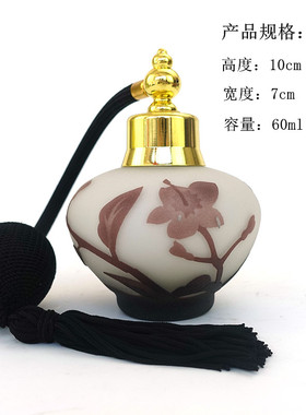 复古琉璃葛蕾雕花酒精香水喷雾分装空瓶气囊细雾器拍摄小饰品礼品