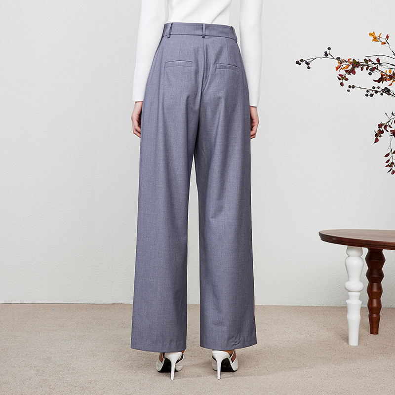 FEXATA斐格思2025秋新款简洁休闲裤高级感灰色气质通勤西装直筒裤 - 图2