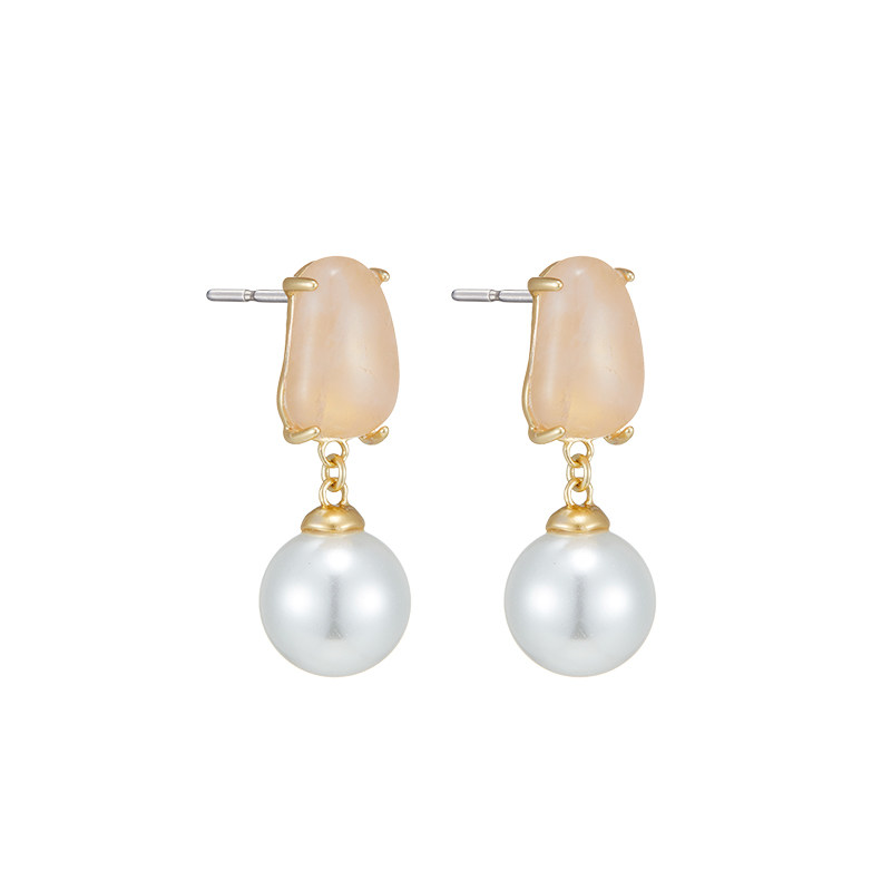 fellala翡拉拉玉石女复古简约耳环 fellala翡拉拉耳环