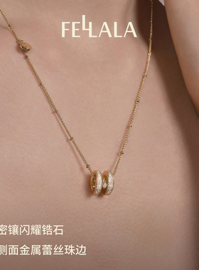 幸运字母珐琅锁骨链fellala