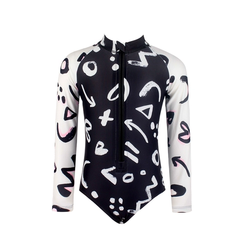 Детский лонгслив, модный милый купальник с молнией, защита от солнца, подходит для подростков