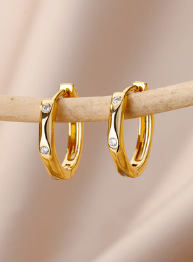 Stainless Steel Hoop Earrings For Women Gold Color Round