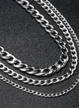 Long Stainless Steel Chain Necklace Hip Hop for Women Men