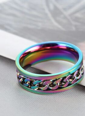 Titanium Steel Rotatable Chain Rings for Women Men Spinner