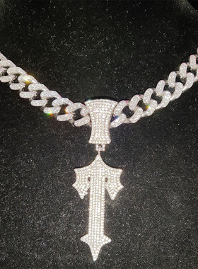 New Men Women Hip Hop Letter Iced Out Cross Sword Necklaces