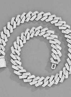 HipHop Men Women 16MM Prong Cuban Link Chain Necklace Bling