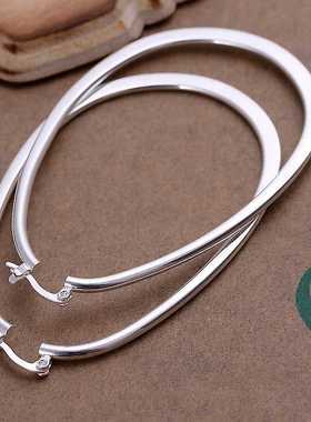 Silver Plated Earrings Ornaments For Women Flat U Hoop