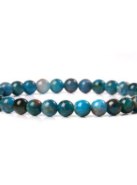 Natural Stone 6mm Beads Bracelet for Women Men Blue Apatite