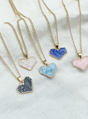 New Trendy  Pendant Necklace Red White Blue Hollow Mosaic