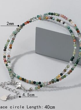 2mm Natural Stone Beads Necklace Handmade Mini lapis lazuli
