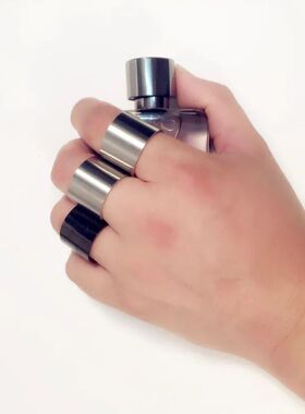 1Pcs Dull Polish Matte Men's Black Titanium Steel Finger