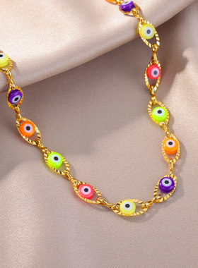 Vintage Turkish Evil Eye Stainless Steel Gold Plated