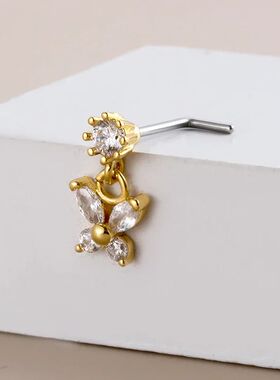 1Pcs Stainless Steel Piercing Nose Studs Crystal Zircon