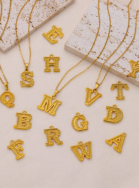 Stainless Steel Initial Necklaces For Women Men Gold Color