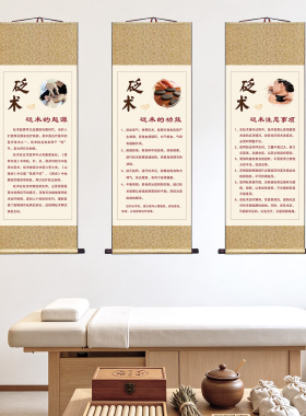 中医养生装饰画砭石砭术起源功效