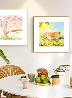 高级感治愈系挂画奶油风卧室挂画