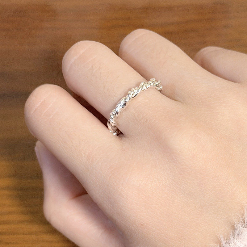 Xie's silversmith pure silver twist ring