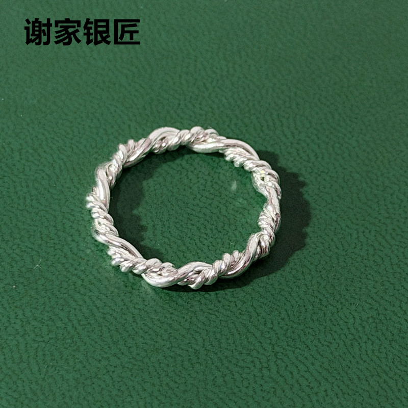 Xie's silversmith pure silver twist ring