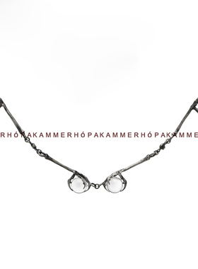 kammerhopa 设计师品牌925银做旧哑光骷髅镶嵌多个水晶球项链新款