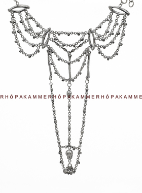 KAMMERHOPA品牌骷蕾丝系列银手链骷髅复古风情设计感手掌链戒链新