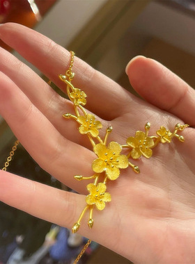 繁花似锦项链女吊坠小众轻奢高级感结婚三金配饰假金仿真黄金沙金