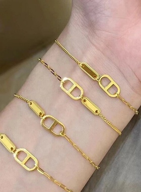 沙金2025新款猪鼻子手链女不掉色