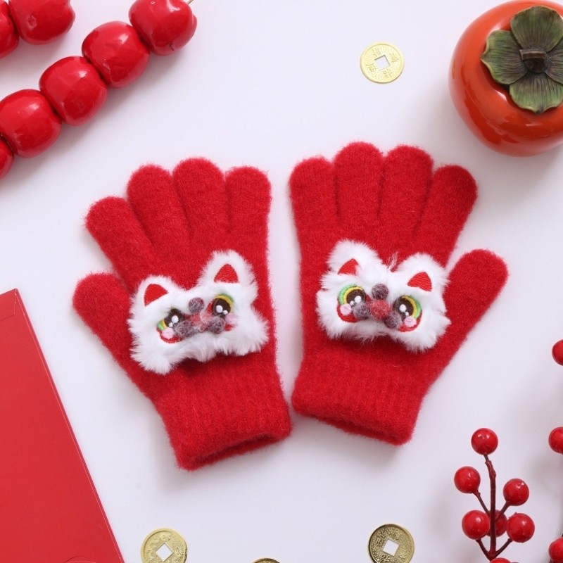 马年宝宝手套中国红儿童针织手套冬季加厚防寒保暖新年吉祥男女童,淘宝优惠券,粉丝福利购,淘宝优惠卷