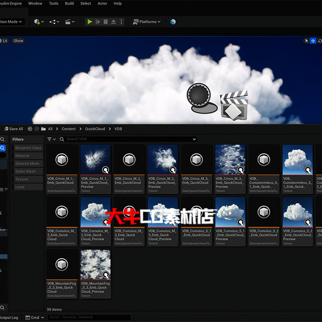 UE5 Unreal 5.3 Quick Cloud High-quality VDB volume cloud Beautiful clouds and mist blueprint material
