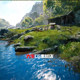 UE5 Unreal 5.4+ realistic natural valley landscape small house lake thatched house architectural scene