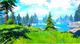 UE5 unreal scene, cartoon stylized Yuanshen Valley, rivers, lakes, mountains, woods, paths, mountain scenes