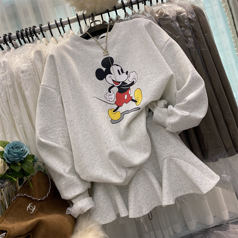 韩国东大门圆领chic港风婴儿绒卫衣短裙套装A字鱼尾半身裙两件套,淘宝优惠券,粉丝福利购,淘宝优惠卷