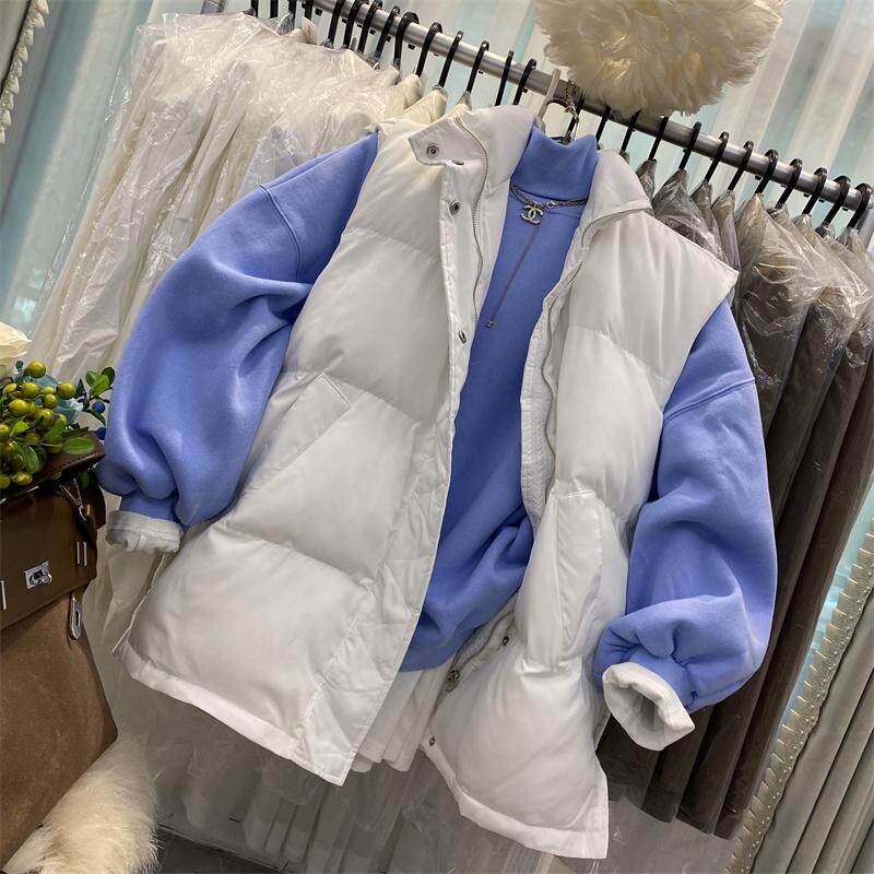 2025秋冬季新款时尚纯色立领收腰显瘦羽绒棉马甲女款外穿马夹背心 - 图0