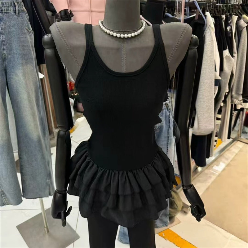 特价东大门新款甜美小众设计感气质百搭荷叶边拼接无袖吊带背心裙,淘宝优惠券,粉丝福利购,淘宝优惠卷