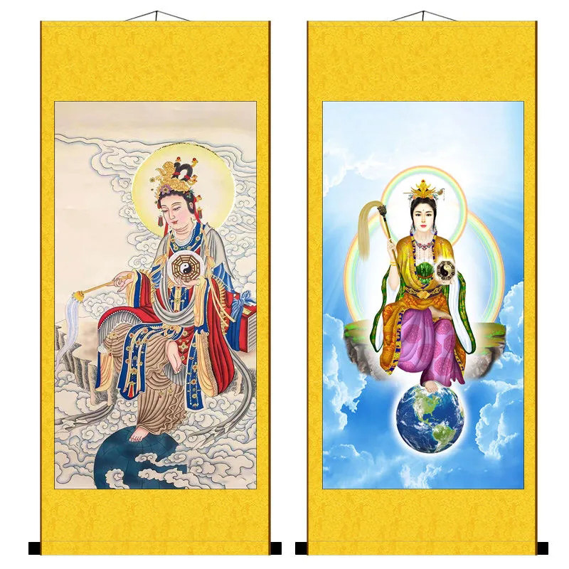后土娘娘画像道家地母神像挂画结缘室内供奉卷轴画国画装饰画包邮_虎窝淘