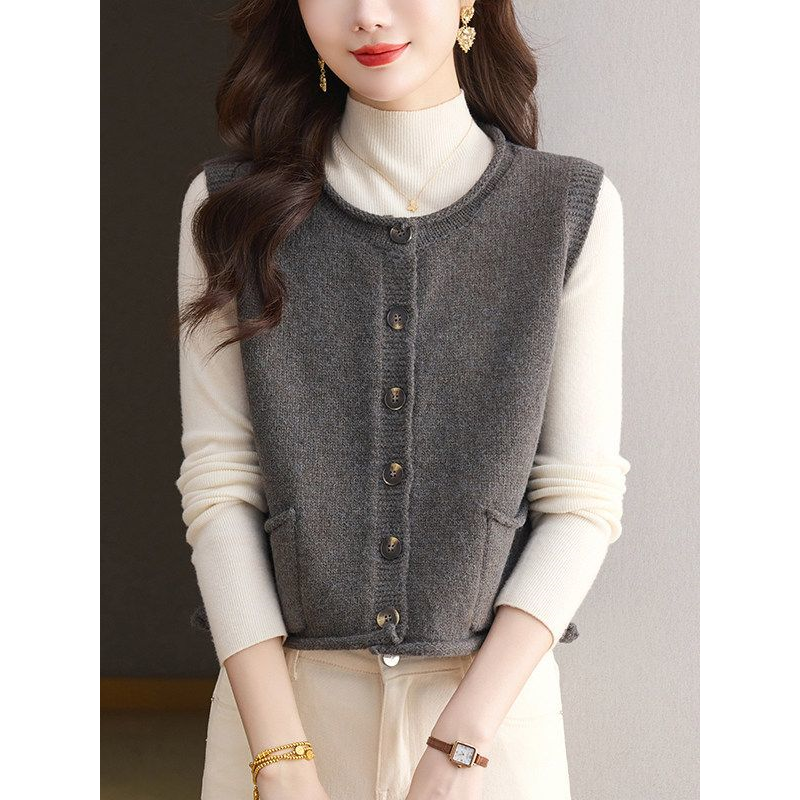 新款圆领无袖针织衫毛衣马甲背心外套女开衫超短款高腰小个子上衣,淘宝优惠券,粉丝福利购,淘宝优惠卷