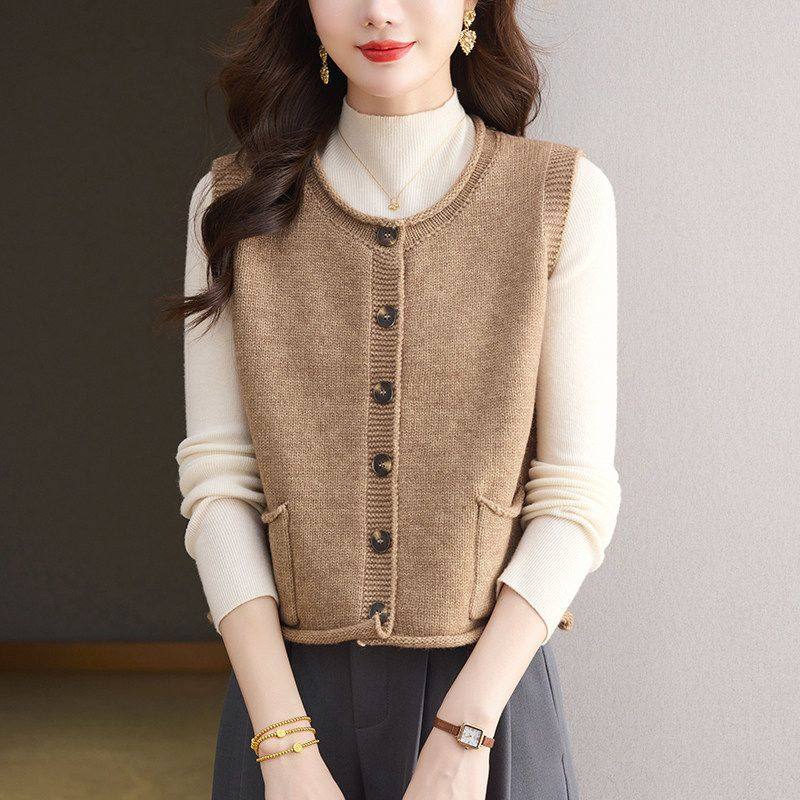 新款圆领无袖针织衫毛衣马甲背心外套女开衫超短款高腰小个子上衣,淘宝优惠券,粉丝福利购,淘宝优惠卷