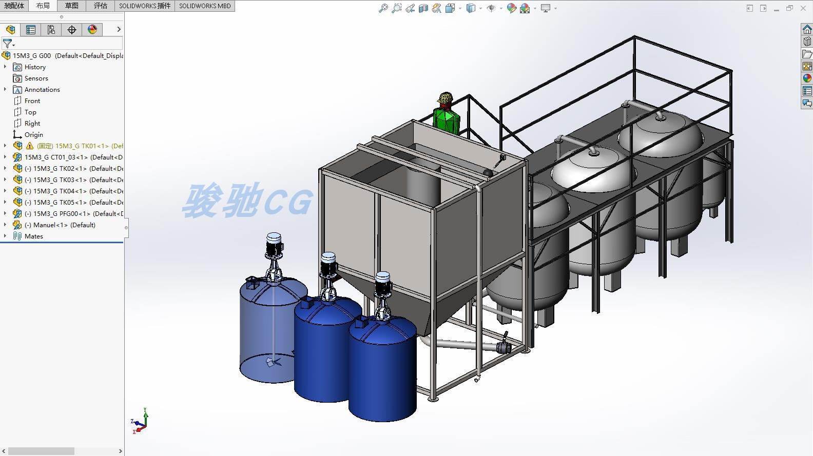 污水处理站solidworks机械设备工业3d三维模型图纸资料 - 图1