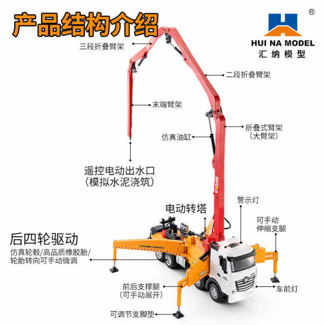 Large remote control concrete pump truck water spray fire truck