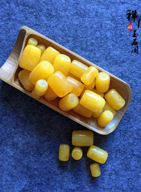 琥珀鸡油黄蜜蜡金刚星月菩提桶珠