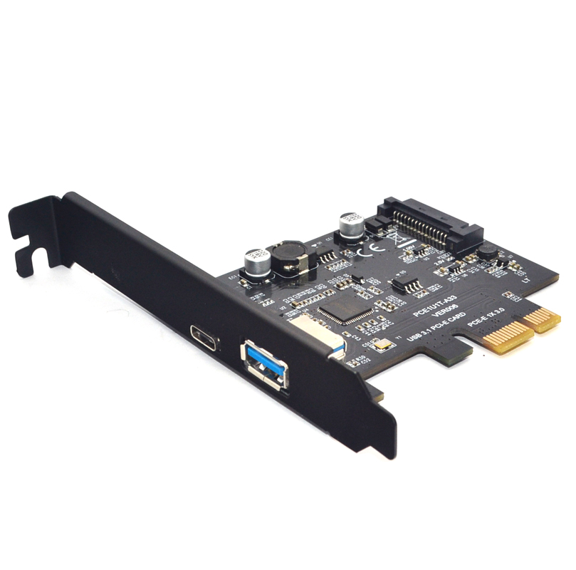 USB3.2扩展卡GEN2 PCI-e 1X转TYPE-C+A口祥硕ASM3142主控支持MAC - 图0