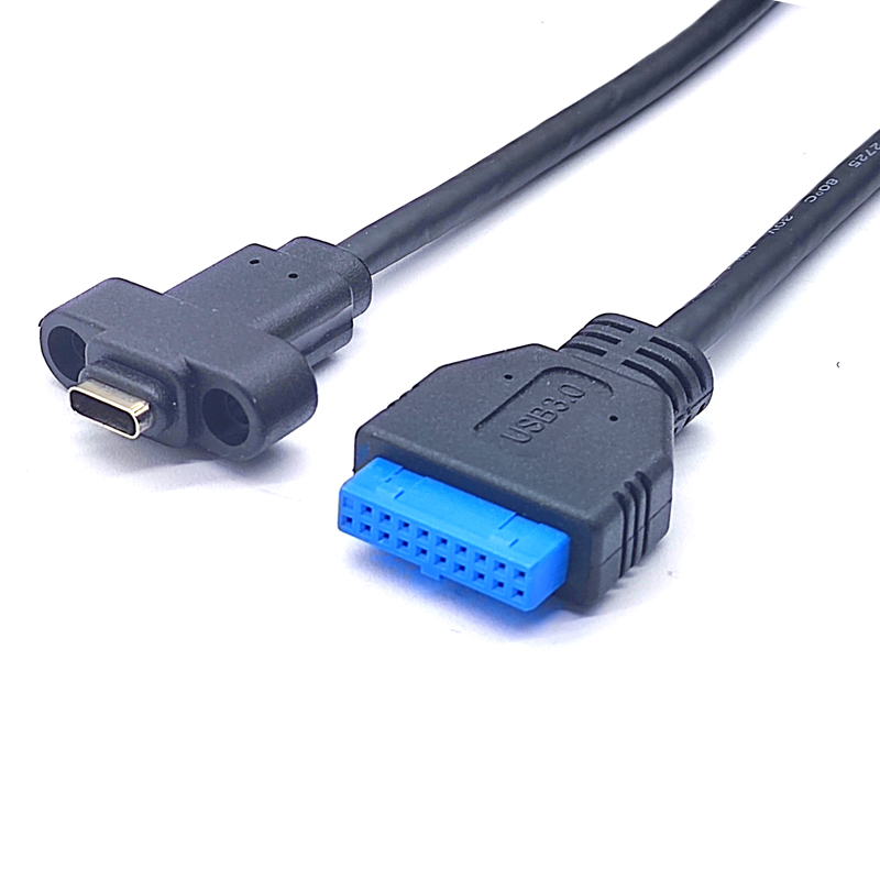 USB3.2挡板线19PIN/TYPE-E转type-C前置C母PCI位10G/20Gbps短扁线 - 图2