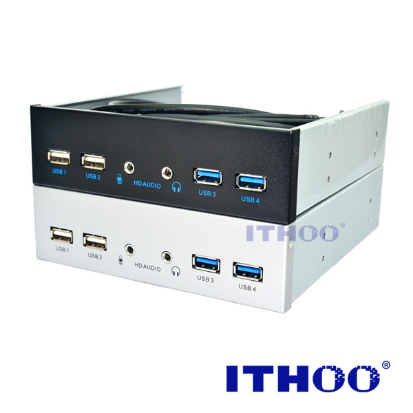 USB3.0/USB2.0光驱位带音频面板 4口真正HD-AUDIO 19PIN转U2/U3 - 图0