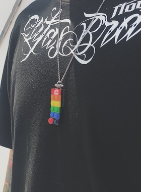 日韩积木吊坠乐高男女蹦迪情侣