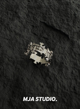 古着朋克宽边十字戒指