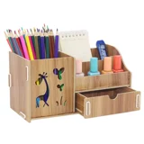 Деревянный держатель для ручек, канцтовары, универсальная модная коробка для хранения, милая мультяшная детская ручка