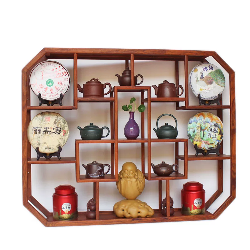 Hualu Mobu Goto Wall Hanging Wall -type solid wood new Chinese -style Treasure Pavilion Teapot Modern Purple Purple Sand Put