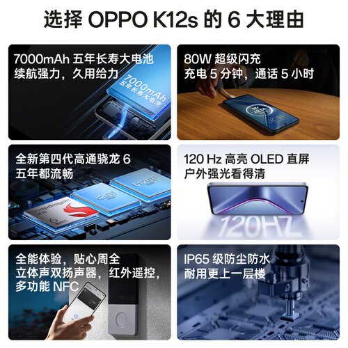 正品 OPPO K12s 5G手机 7000mAh五年长寿大电池 80W超级闪充 AI手机国家补贴oppok12s - 图0